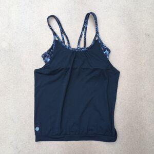 Athleta Tank Top Size XXS Black/Gray Cobra Dot Invigorate Mesh Built In Bra